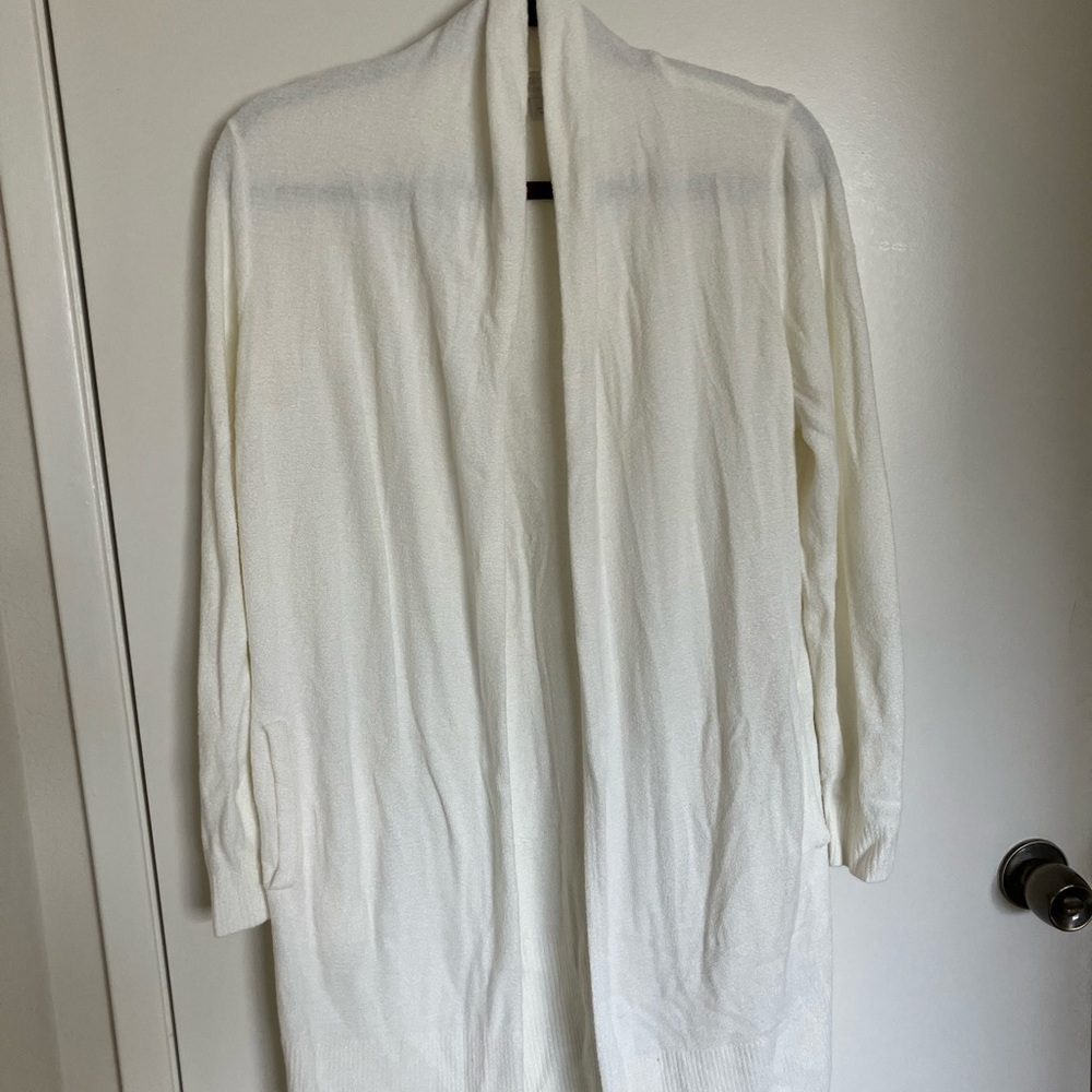 Barefoot Dreams White Open Front Cardigan